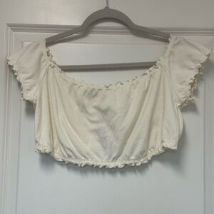 Skims Pointelle Logo Crop Top In Marble, size 4X